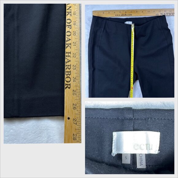 Ecru Womens Classic Black Pull-On Stretch Pants Sz Small Versatile Career Pants - Picture 10 of 11